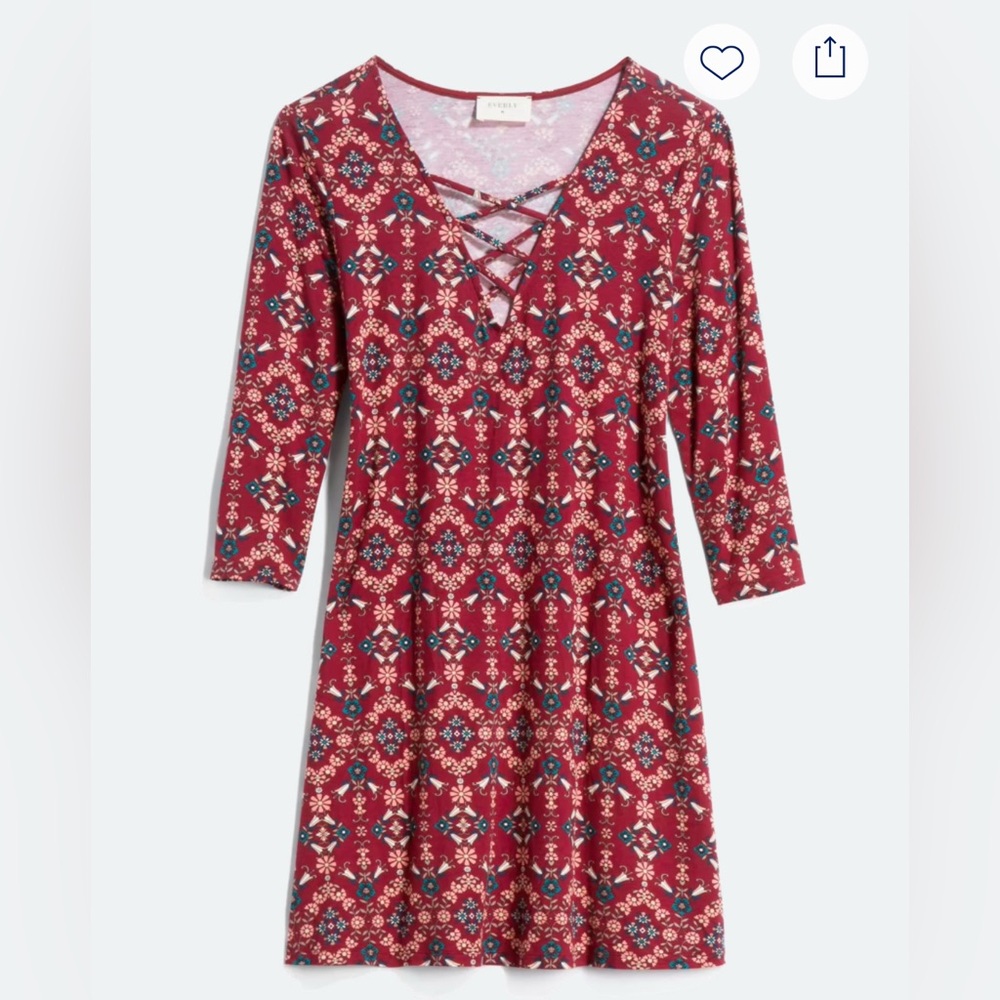 EVERLY Eunice Lace Front Knit Dress in Burgundy